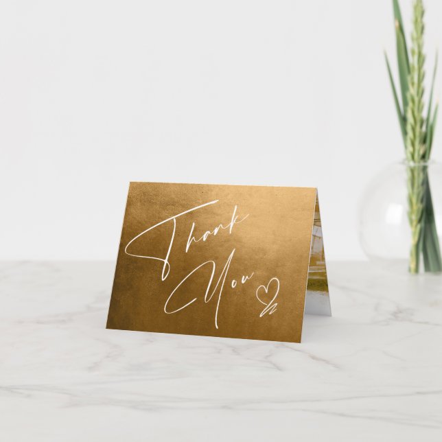 Vattenfärg liggande Tack Höst Guld ID786 Kort (Framsida)