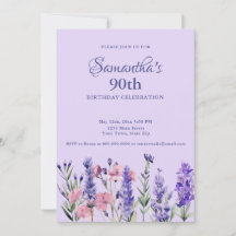 Vattenfärg Lila Blommig 90-årsfest