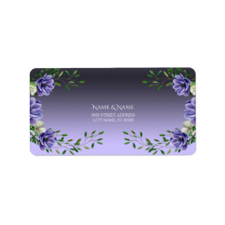 Vattenfärg Lila Blommor Adressetikett