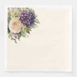 Vattenfärg Lila blommor-Bröllop- Pappersservett