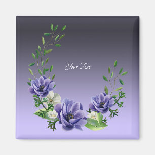 Vattenfärg Lila Blommor Magnet