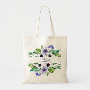 Vattenfärg Lila blommor Tygkasse