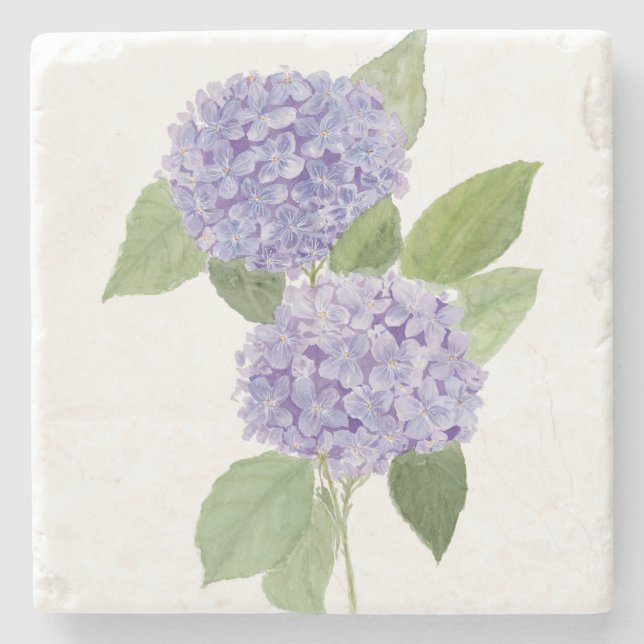 Vattenfärg Lila Hydrangea Stenunderlägg (Framsidan)