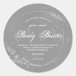 Vattenfärg lila lavender blommor body butter cla runt klistermärke