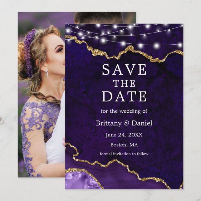 Vattenfärg Lila Marmor Agat Geod Ljus Foto Spara Datumet (Fram/baksida)