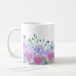 Vattenfärg Lila Och Blå Hortensior Kaffemugg