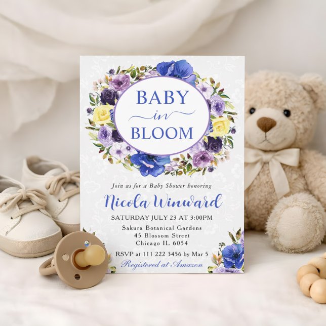 Vattenfärg Lila och Kräm Krans Baby Shower Inbjudningar (Skapare uppladdad)