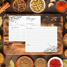 Vattenfärg Lila Vildblomma Blommig Receptkort