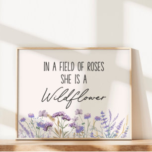 Vattenfärg Lila Vildblomma Citat Horisontell Poster