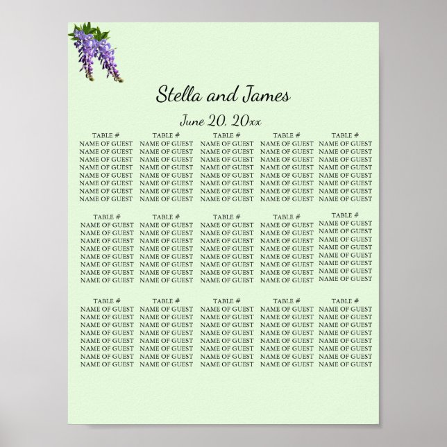 Vattenfärg Lila Wisteria Sittplan Poster (Framsidan)