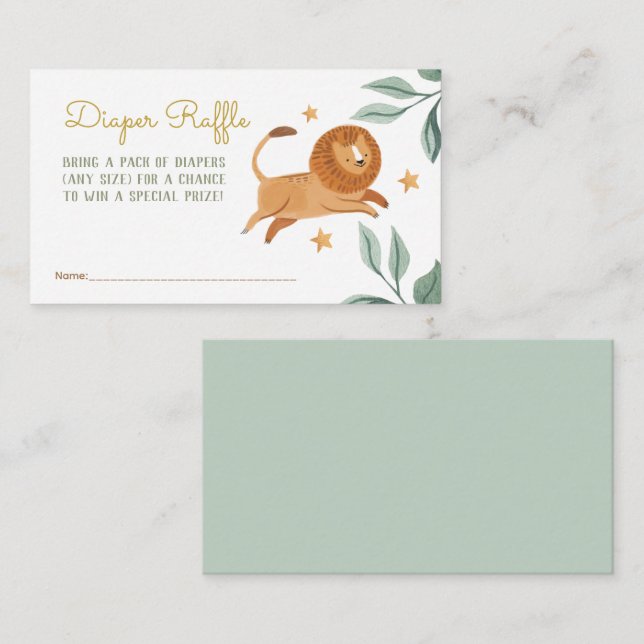 Vattenfärg lilla lejon blöja lotteri inneslutning tilläggskort (Fram/baksida)