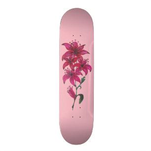 Vattenfärg Lillies Rosa Skateboard