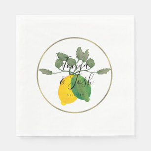 Vattenfärg Limoncillo Citron Lime Bröllop Pappersservett