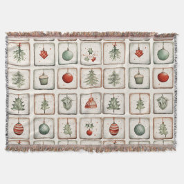 Vattenfärg Lineart jul Mönster Filt