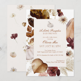 Vattenfärg lite pumpa baby shower-inbjudan tack kort