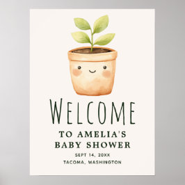 Vattenfärg Liten Grodd Baby Shower Välkomstskylt Poster