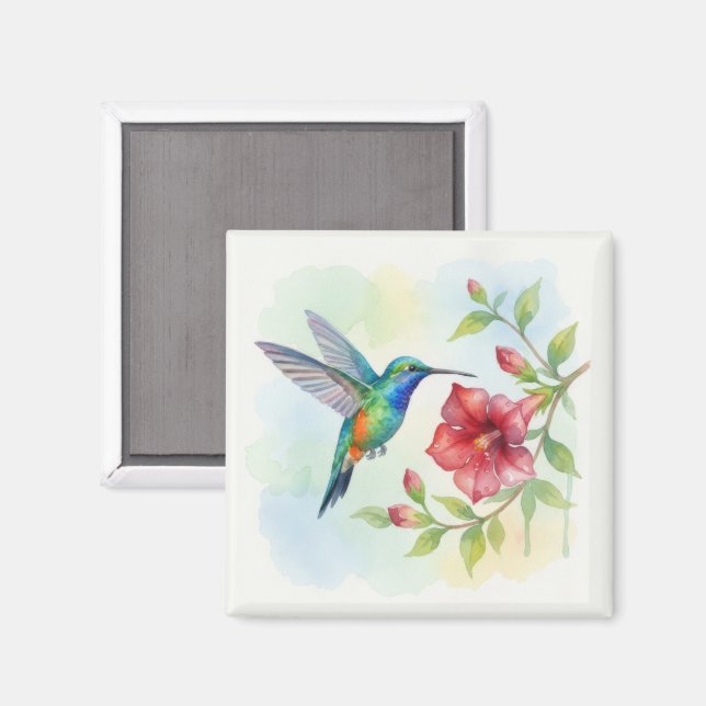 Vattenfärg Liten Kolibri Magnet (Front/Back)