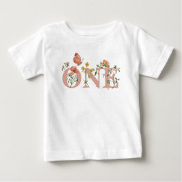 Vattenfärg Liten Vildblomma 1-årsdag T Shirt
