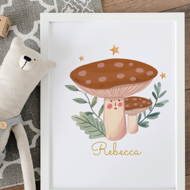 Vattenfärg Little Red Mushroom Cute Poster (Skapare uppladdad)