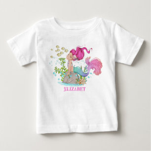 Vattenfärg Little Sjöjungfru Birthday Baby T-Shirt