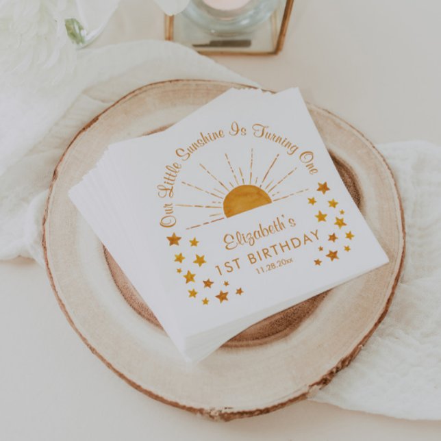 Vattenfärg Little Sunshine 1:a födelsedagen Pappersservett (Skapare uppladdad)