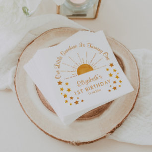 Vattenfärg Little Sunshine 1:a födelsedagen Pappersservett