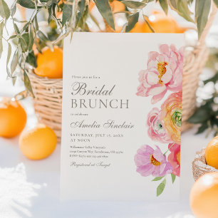 Vattenfärg Ljus Blommig Bröllopsbrunch-inbjudan Inbjudningar