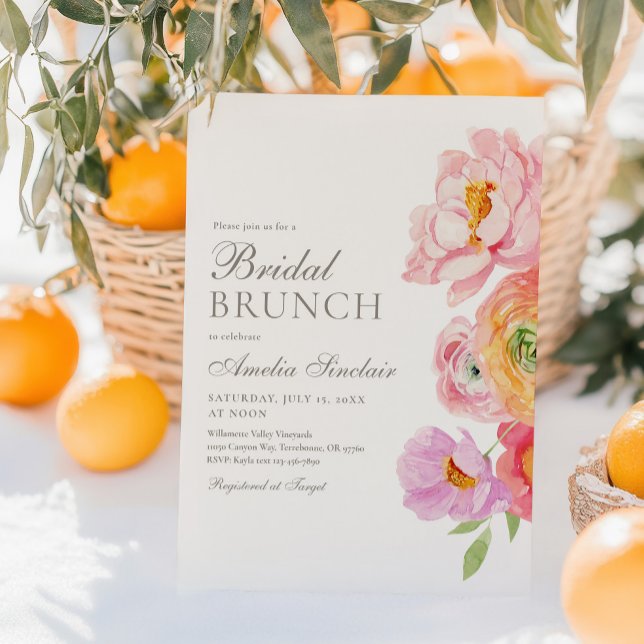 Vattenfärg Ljus Blommig Bröllopsbrunch-inbjudan Inbjudningar (Skapare uppladdad)