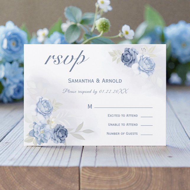 Vattenfärg Ljusblommig Bröllops-RSVP Inbjudningar (Skapare uppladdad)