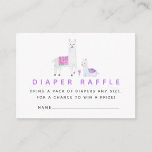 Vattenfärg Llama-babyshower Diaraffel Tilläggskort