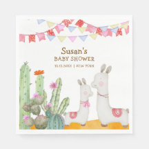Vattenfärg Llama Desert Cactus Fiesta Baby Shower