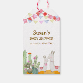 Vattenfärg Llama Desert Cactus Fiesta Baby Shower Presentetikett