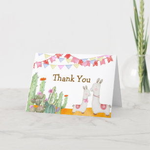 Vattenfärg Llama Desert Cactus Fiesta Baby Shower Tack Kort