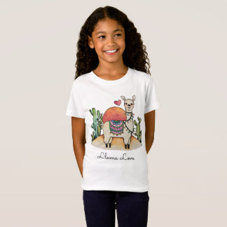 Vattenfärg Llama med kaktus T Shirt