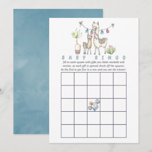 Vattenfärg Llama-tema Baby Shower Bingo Inbjudningar