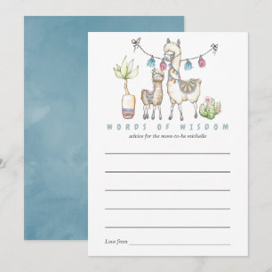 Vattenfärg Llama-tema Baby Shower Mamma Råd Inbjudningar