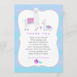 Vattenfärg Llama Tema Baby Shower Tack Kort