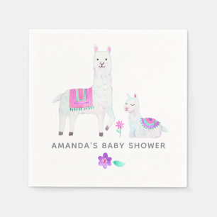 Vattenfärg Llama tema Babyskåda Pappersservett