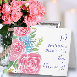 Vattenfärg Loose Ro & Hydrangea 30års födelsedag Kort