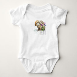 Vattenfärg Lop Bunny Rabbit med blommor T Shirt