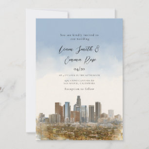 Vattenfärg Los Angeles Destinations Siluett Inbjudningar