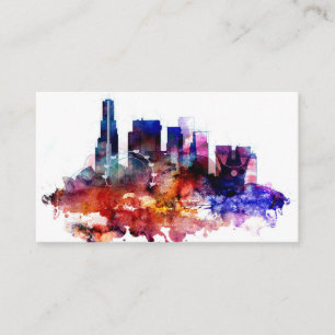 Vattenfärg Los Angeles Visitkort