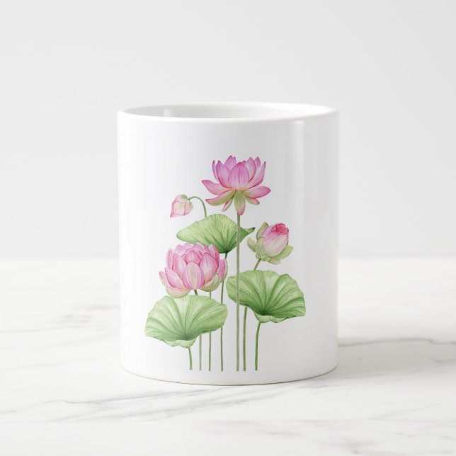 Vattenfärg Lotus Estetisk Specialmugg Jumbo Mugg (Framsidan)