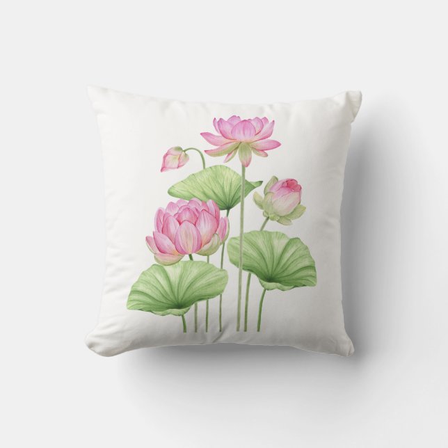 Vattenfärg Lotus Estetiska Kuddöverdrag Kudde (Framsida)