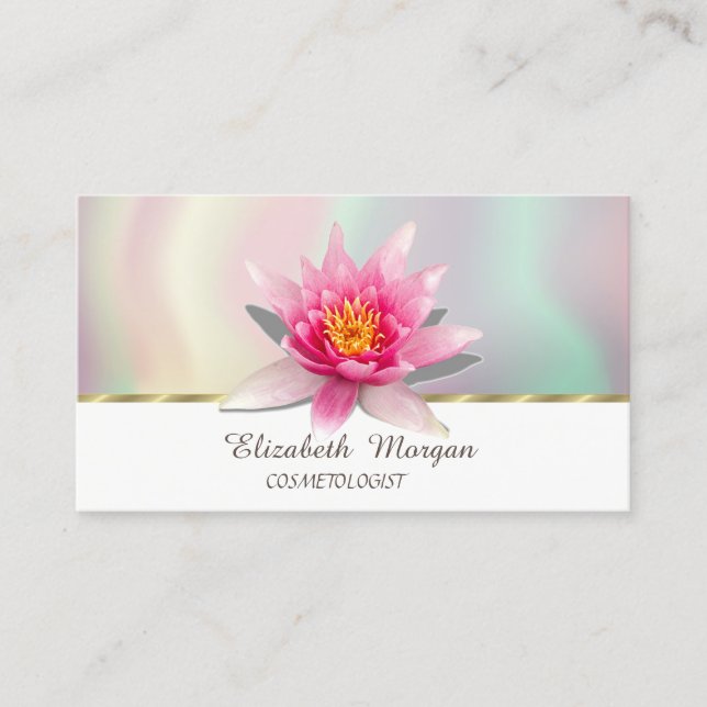 Vattenfärg Lotus Färgrik Holografisk Visitkort (Framsida)