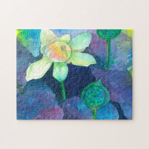 Vattenfärg Lotus Flower Pussel