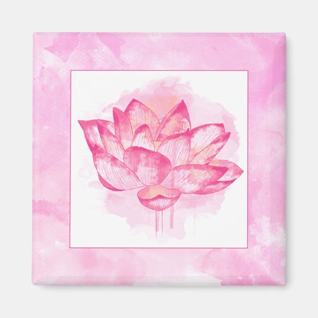 Vattenfärg Lotus Magnet (Framsidan)