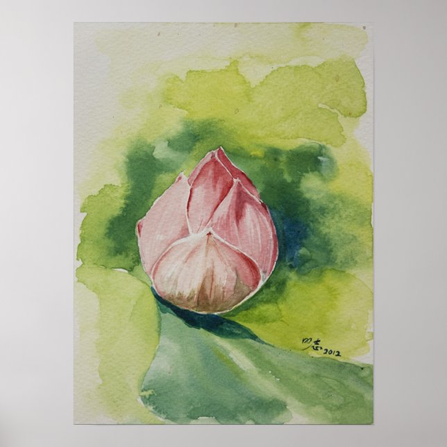 Vattenfärg Lotus Poster (Framsidan)
