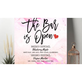 Vattenfärg Löv Bröllop Pub är Öppna dricksmeny Poster