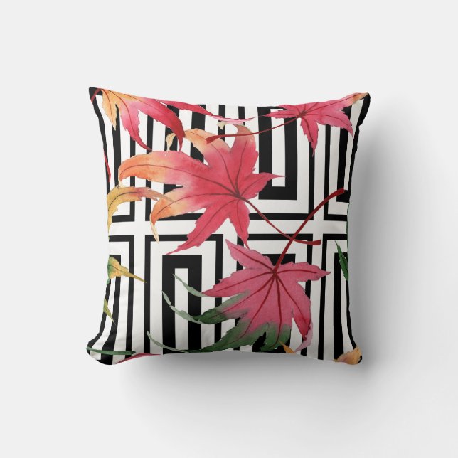 Vattenfärg Löv Geometric Reversible PIllow Kudde (Framsida)